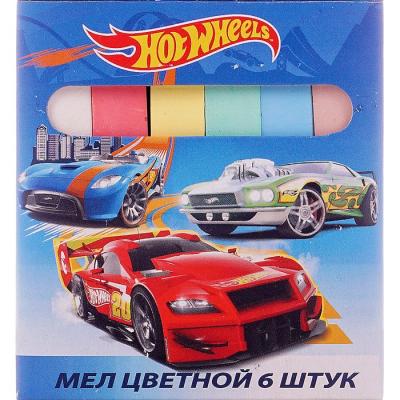 Мел цветной Hot Wheels, 6 шт. в картонной упаковке с европодвесом