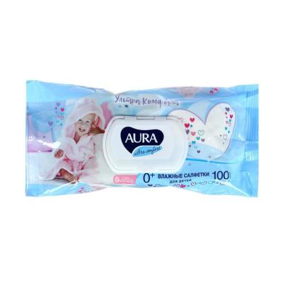 Влажные салфетки Aura Ultra Comfort, детские, гипоаллергенные, 100 шт.