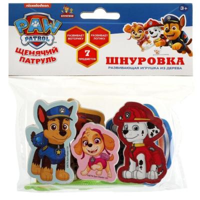 Игрушка деревянная шнуровка-бусы «Щенячий Патруль»