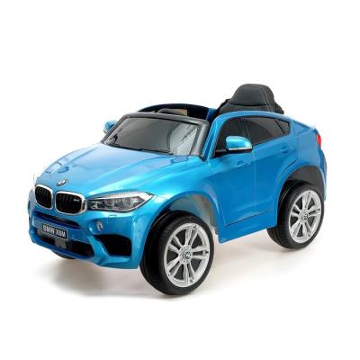 Электромобиль BMW X6M, цвет глянец синий, EVA колеса, кожаное сиденье, уценка (царапины, трещины)