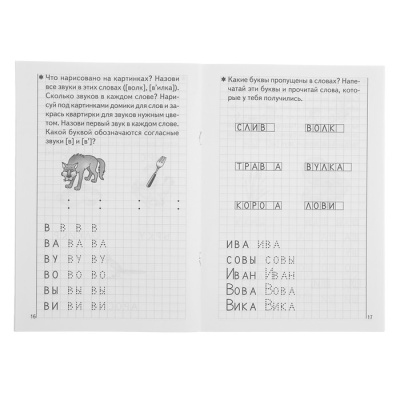 Рабочая тетрадь для детей 5-6 лет «Развиваем навыки чтения и грамотного письма», часть 1, Бортникова Е.