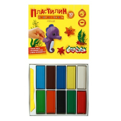 Пластилин 10 цветов 150 г "Каляка-Маляка", со стеком