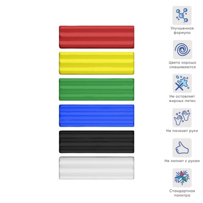 Пластилин 6 цветов 78г, ErichKrause со стеком, мягкий (восковой)
