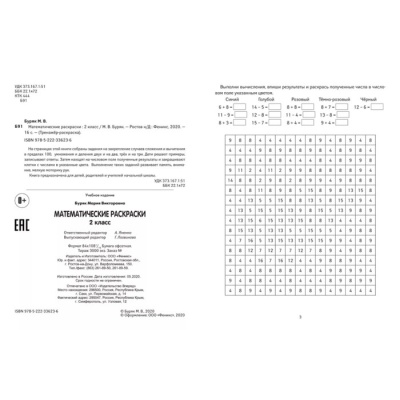 «Математические раскраски: 2 класс», Буряк М.В.